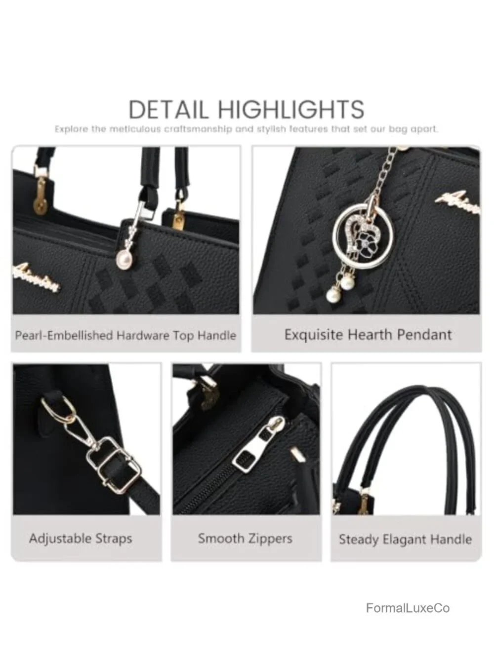 Women's PU Leather Satchel Purse Crossbody Tote Bag with Adjustable Strap